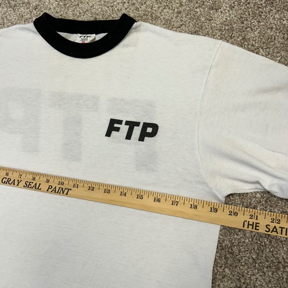 FTP Ringer Tshirt Size Medium White Black Logo Made In USA Logo - Picture 3 of 9
